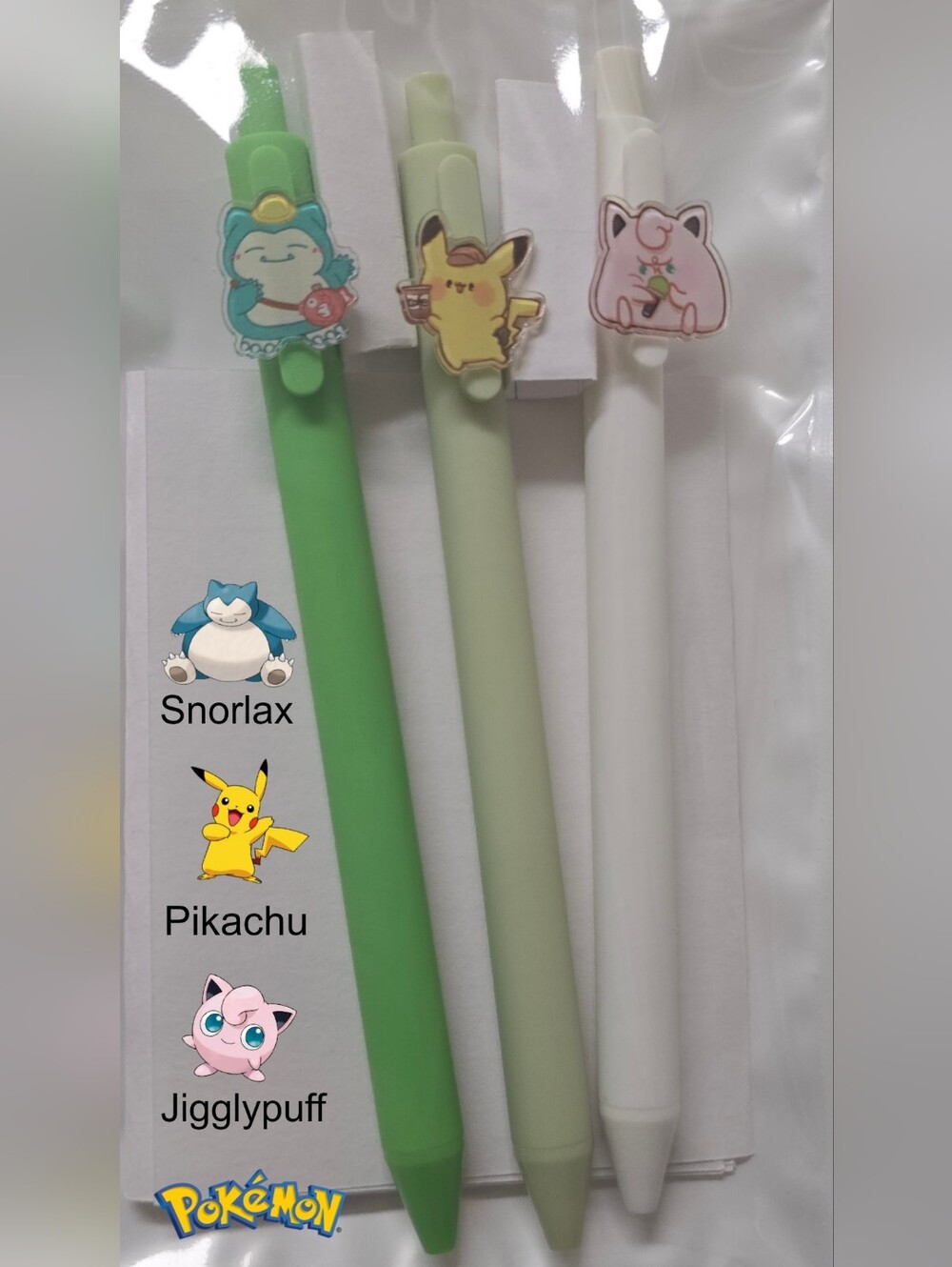 Pokemon Character Gel Pen Set Pikachu Snorlax Jigglypuff